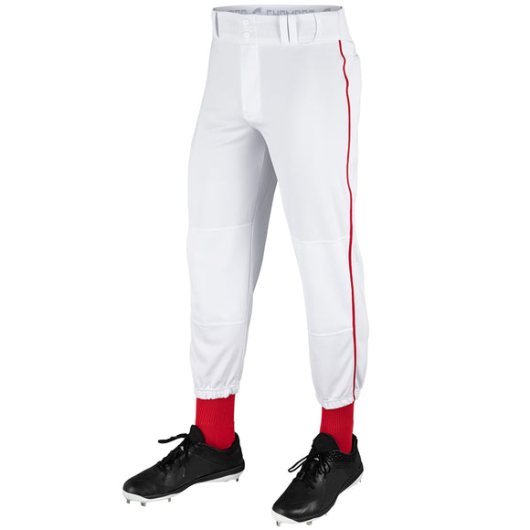 Champro BP91 White with Scarlet/Red Braid Triple Crown Classic Adult Baseball Pant