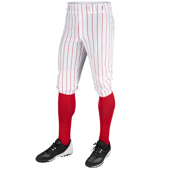 Champro BPPINK White Triple Crown Knicker with Scarlet/Red Pinstripes Adult Baseball Pant