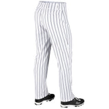 Champro BPPINU White Triple Crown Open Bottom Adult Baseball Pant with Navy Pinstripes