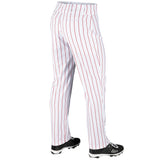 Champro BPPINU White Triple Crown Open Bottom Youth Baseball Pant with Scarlet/Red Pinstripes