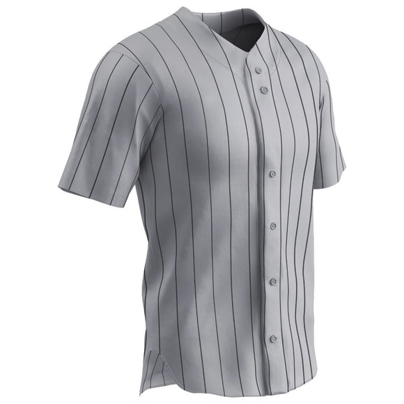 Champro BS14 Ace Grey Adult Baseball Jersey with Black Pinstripes