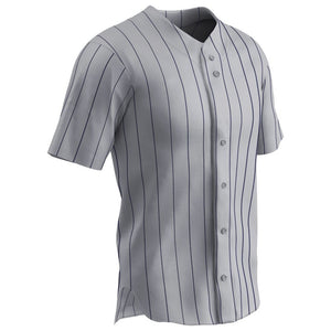 Champro BS14 Ace Grey Adult Baseball Jersey with Navy Pinstripes