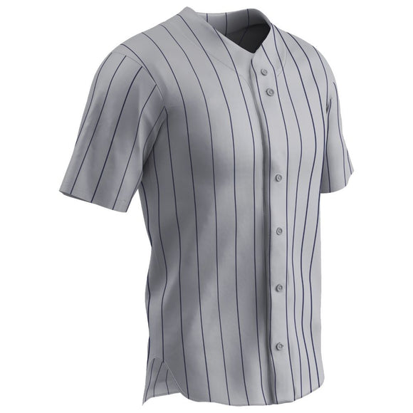 Champro BS14Y Ace Grey Youth Baseball Jersey with Navy Pinstripes