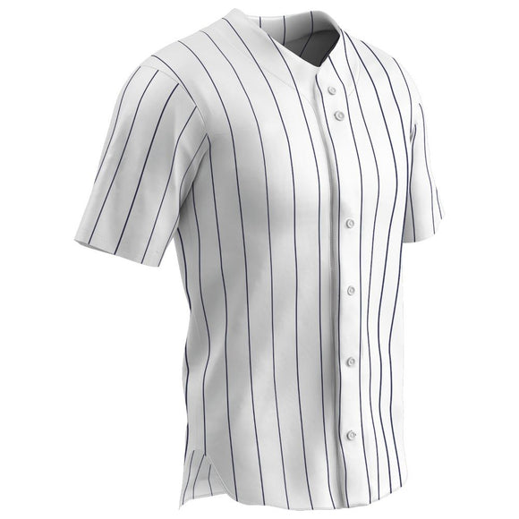 Champro BS14 Ace White Adult Baseball Jersey with Navy Pinstripes