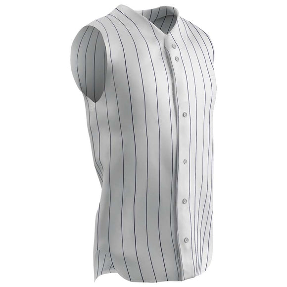 Champro BS16 Ace White Adult Sleeveless Baseball Jersey with Black Pinstripes
