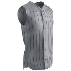 Champro BS16 Ace Grey Adult Sleeveless Baseball Jersey with Black Pinstripes