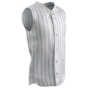 Champro BS16Y Ace White Youth Sleeveless Baseball Jersey with Navy Pinstripes