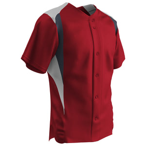 Champro BS33 Bull Pen Scarlet/Red Full Button Youth Baseball Jersey