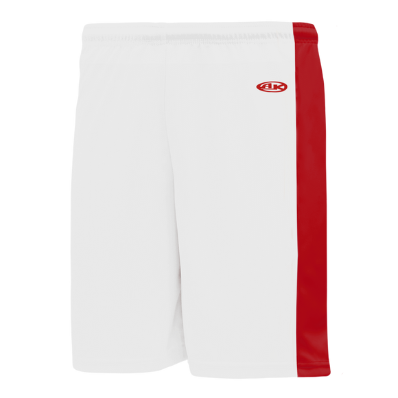 Athletic Knit (AK) BS9145M-209 Mens White/Red Pro Basketball Shorts