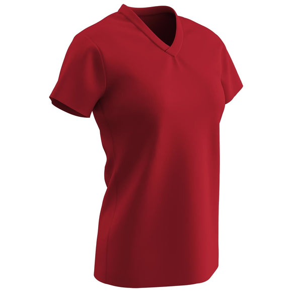 Champro BST21 Star Scarlet (Red) V-Neck T-Shirt Girls Softball Jersey