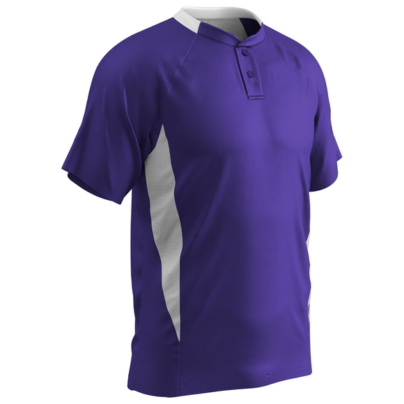 Champro BST72 Clean-Up 2 Button Purple Adult Baseball Jersey