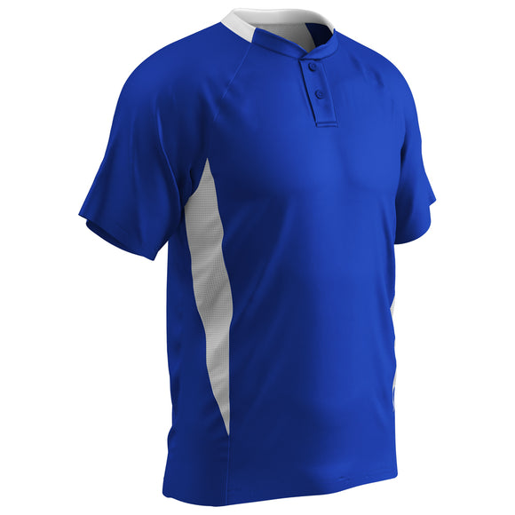 Champro BST72 Clean-Up 2-Button Royal Blue Youth Baseball Jersey