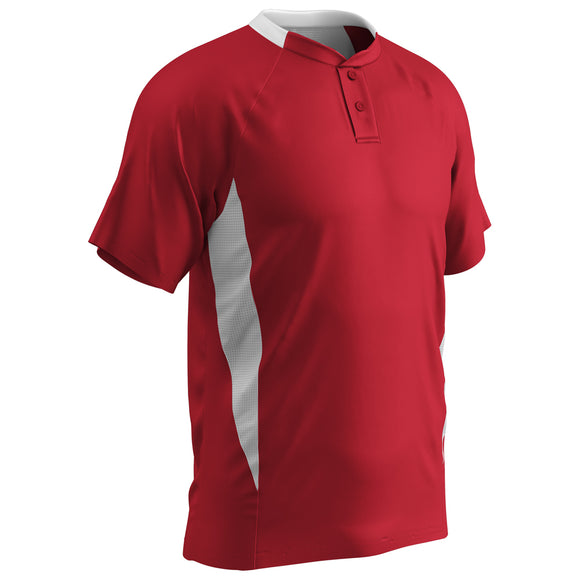 Champro BST72 Clean-Up 2 Button Scarlet/Red Adult Baseball Jersey