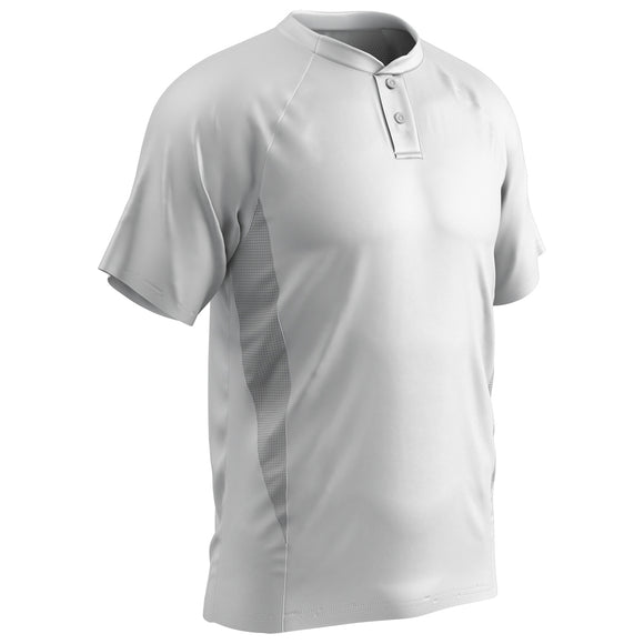 Champro BST72 Clean-Up 2 Button White Adult Baseball Jersey