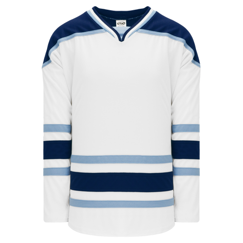 Athletic Knit (AK) H550BA-MAI341B Adult University of Maine Black Bears White Hockey Jersey - PSH Sports