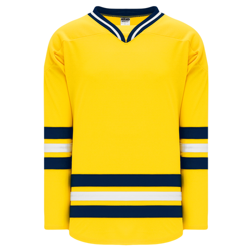 Athletic Knit (AK) H550BA-MIC788B New Adult 2011 University of Michigan Wolverines Maize Hockey Jersey - PSH Sports