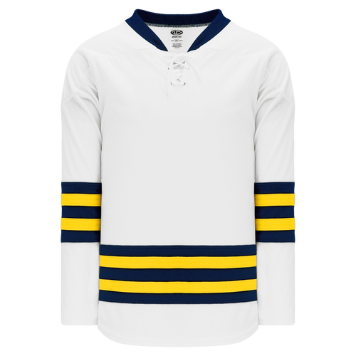 Athletic Knit (AK) H550BY-MIC789B 2011 New Youth University of Michigan Wolverines White Hockey Jersey - PSH Sports