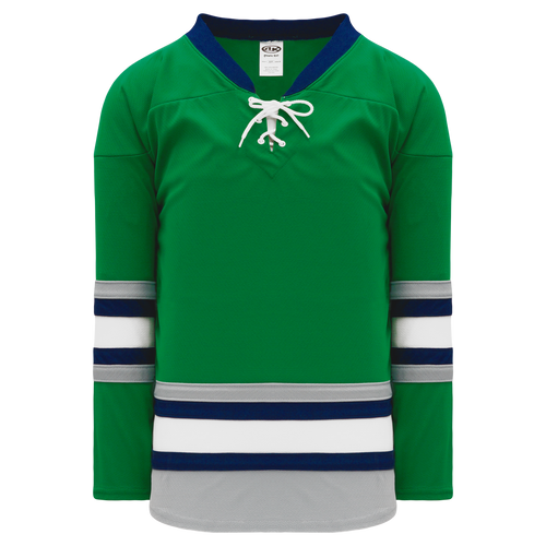 Athletic Knit (AK) H550BA-PLY843B New Adult Plymouth Whalers Kelly Green Hockey Jersey - PSH Sports