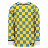 Athletic Knit (AK) H550CA-DON797C Adult Sublimated The "Don" Maize and Sky Blue Hockey Jersey