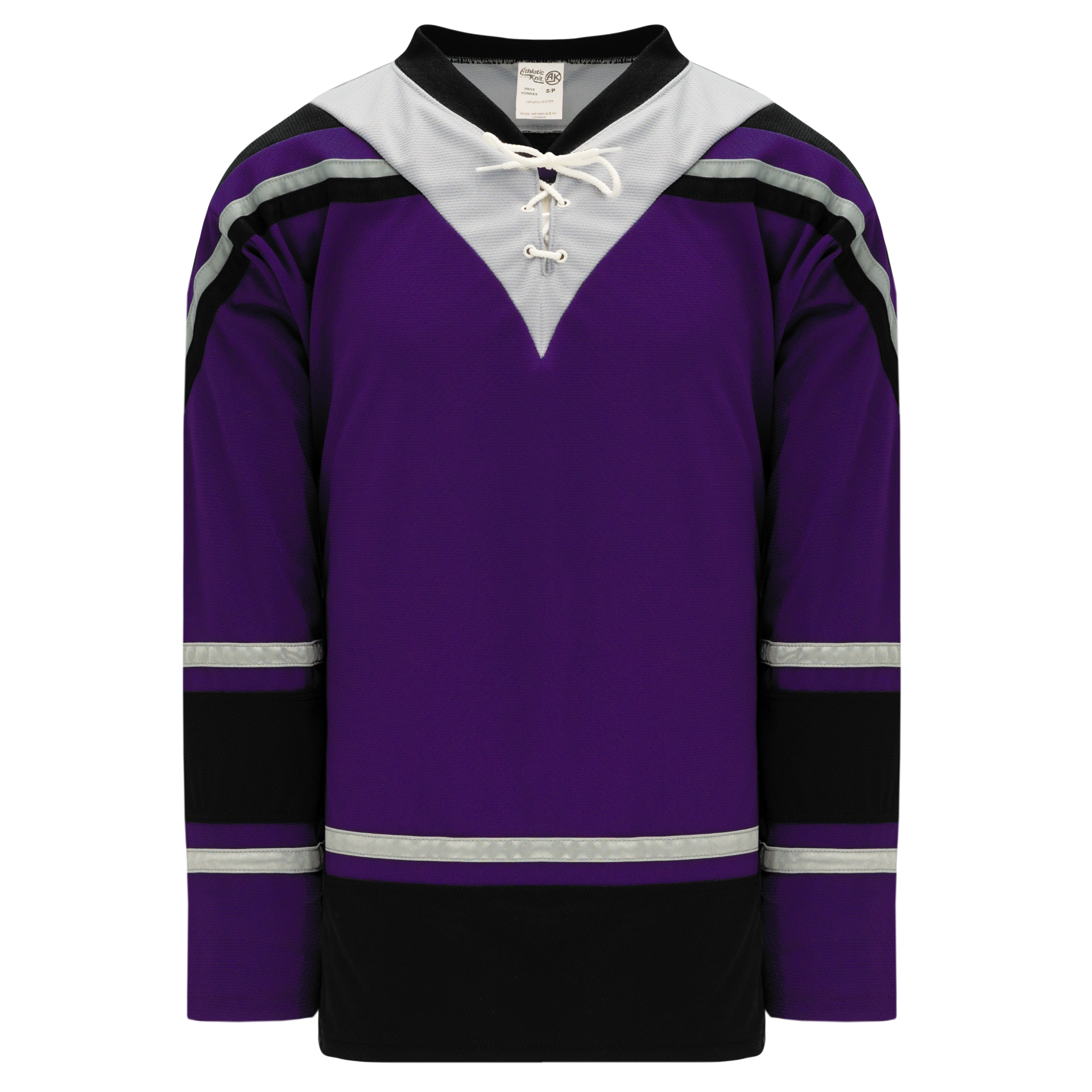 Athletic Knit (AK) H6500Y-441 Youth Purple/Gold/White League Hockey Jersey X-Large