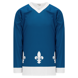 Athletic Knit (AK) H550CY-QUE852C Youth Sublimated Quebec Nordiques Blue Hockey Jersey