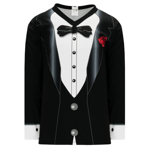 Athletic Knit (AK) H550CY-TUX795C Youth Sublimated Black Tuxedo Hockey Jersey - PSH Sports