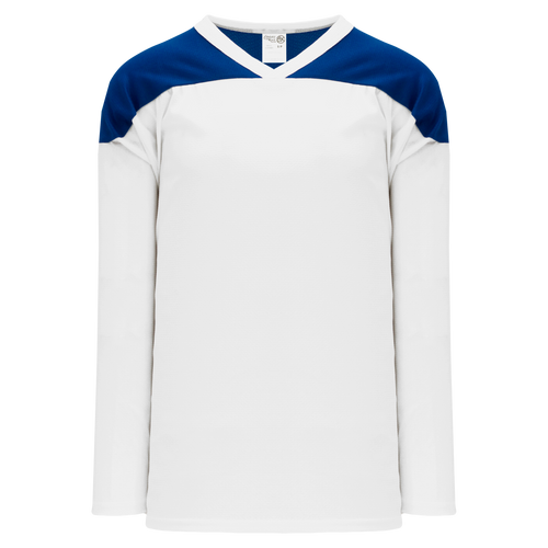 Athletic Knit (AK) H6100A-207 Adult White/Royal Blue League Hockey Jersey - PSH Sports
