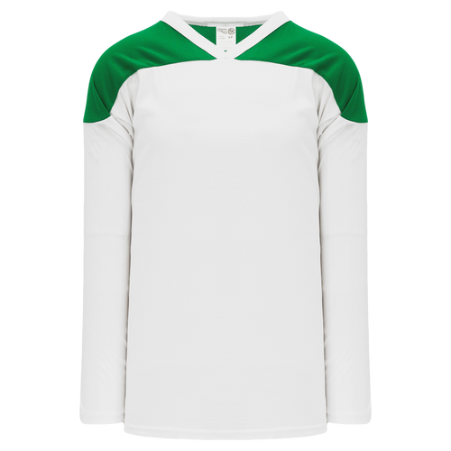 Athletic Knit (AK) H6100Y-211 Youth White/Kelly Green League Hockey Jersey - PSH Sports