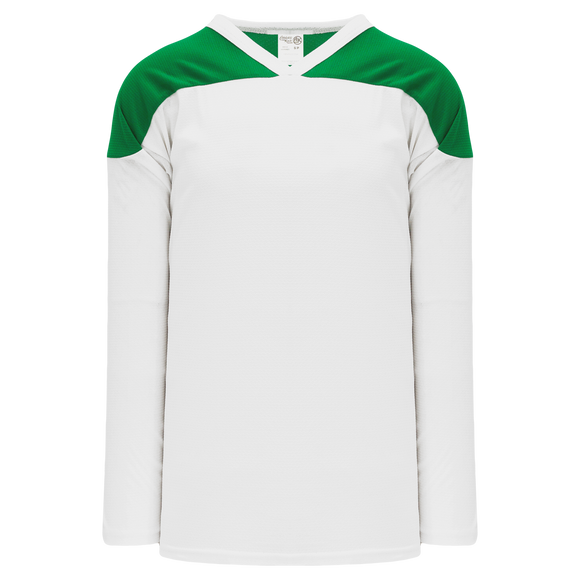 Athletic Knit (AK) H6100A-211 Adult White/Kelly Green League Hockey Jersey
