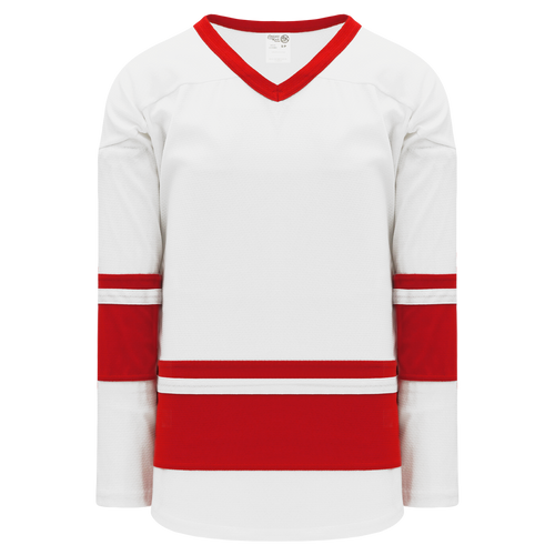 Athletic Knit (AK) H6400A-209 Adult White/Red League Hockey Jersey - PSH Sports