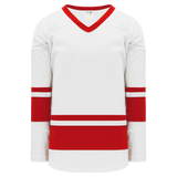 Athletic Knit (AK) H6400A-209 Adult White/Red League Hockey Jersey