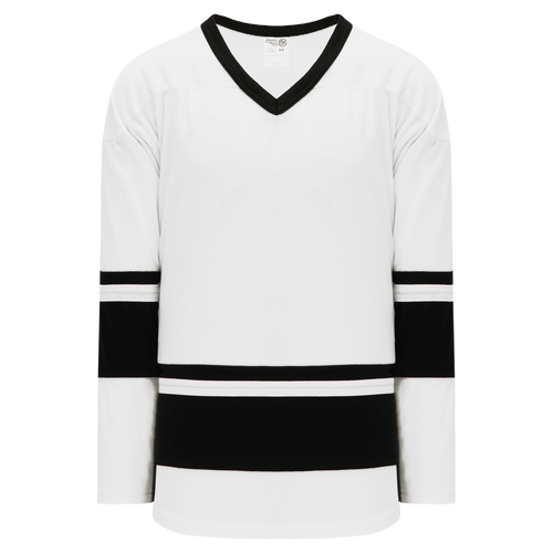 Athletic Knit (AK) H6400A-222 Adult White/Black League Hockey Jersey - PSH Sports