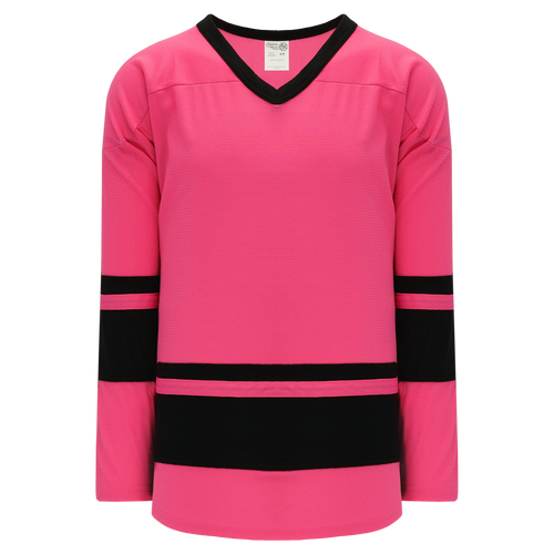Athletic Knit (AK) H6400A-276 Adult Pink/Black League Hockey Jersey - PSH Sports
