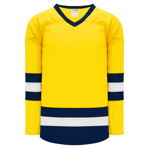 Athletic Knit (AK) H6500A-255 Adult Maize/Navy/White League Hockey Jersey - PSH Sports