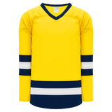 Athletic Knit (AK) H6500A-255 Adult Maize/Navy/White League Hockey Jersey
