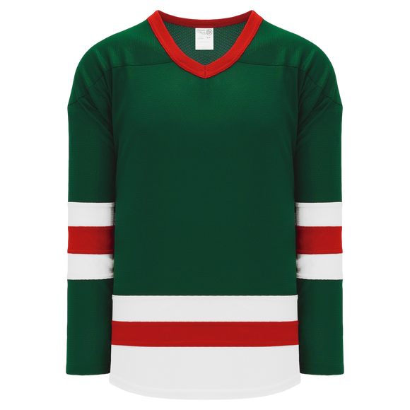 Athletic Knit (AK) H6500 Dark Green/White/Red League Hockey Jersey - PSH Sports