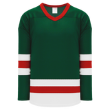 Athletic Knit (AK) H6500 Dark Green/White/Red League Hockey Jersey - PSH Sports