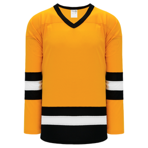 Athletic Knit (AK) H6500A-329 Adult Gold/Black/White League Hockey Jersey