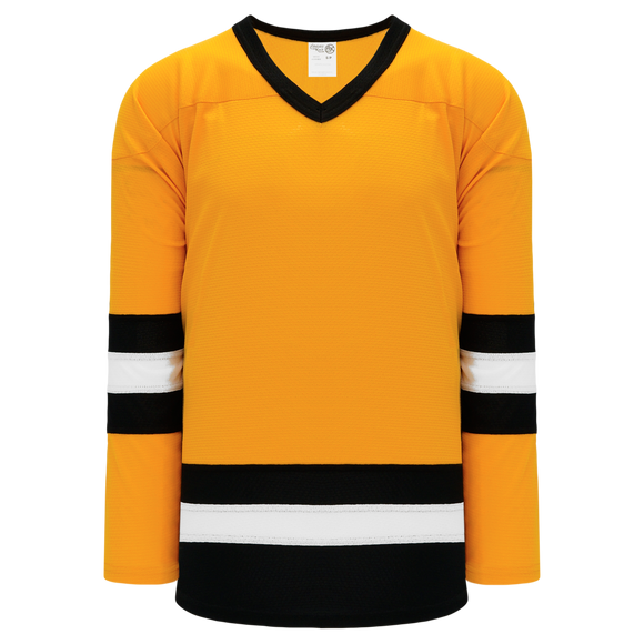 Athletic Knit (AK) H6500A-329 Adult Gold/Black/White League Hockey Jersey