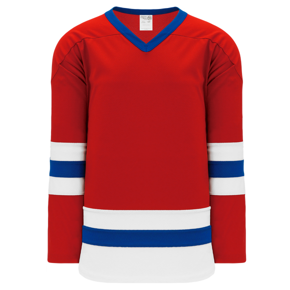 Athletic Knit (AK) H6500A-344 Adult Red/White/Royal Blue League Hockey Jersey XX-Large