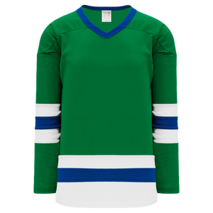 Athletic Knit (AK) H6500A-347 Adult Kelly Green/White/Royal Blue League Hockey Jersey