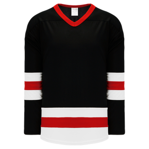 Athletic Knit (AK) H6500A-348 Adult Black/White/Red League Hockey Jersey