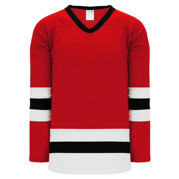 Athletic Knit (AK) H6500A-414 Adult Red/White/Black League Hockey Jersey