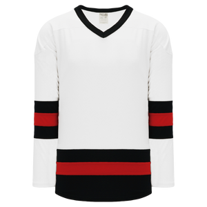 Athletic Knit (AK) H6500A-415 Adult White/Black/Red League Hockey Jersey