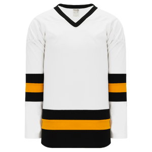 Athletic Knit (AK) H6500A-436 Adult White/Black/Gold League Hockey Jersey