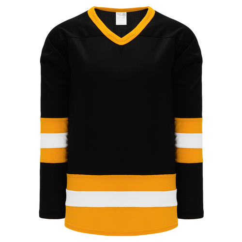 Athletic Knit (AK) H6500A-437 Adult Black/Gold/White League Hockey Jersey - PSH Sports
