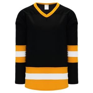 Athletic Knit (AK) H6500A-437 Adult Black/Gold/White League Hockey Jersey
