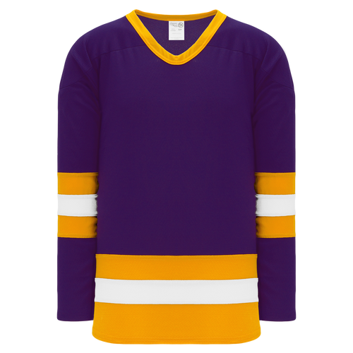 Athletic Knit (AK) H6500A-441 Adult Purple/Gold/White League Hockey Jersey - PSH Sports