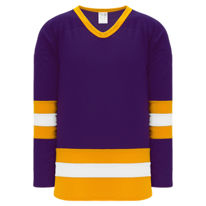 Athletic Knit (AK) H6500Y-441 Youth Purple/Gold/White League Hockey Jersey