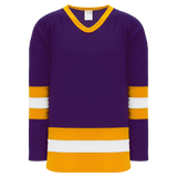 Athletic Knit (AK) H6500Y-441 Youth Purple/Gold/White League Hockey Jersey